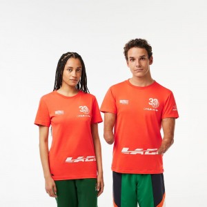 Women's Lacoste Lacoste Sport x Théo Curin Jersey T-Shirt Orange | CMO356029