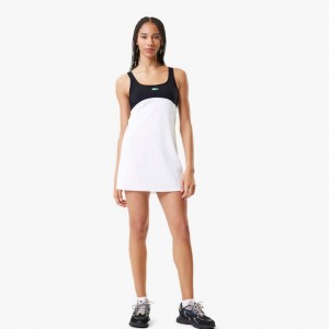 Women's Lacoste Lacoste x Bandier All Motion Colorblock Dress White | CTG367851