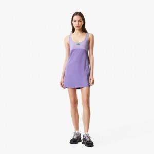 Women's Lacoste Lacoste x Bandier All Motion Colorblock Dress Purple | DHG374190