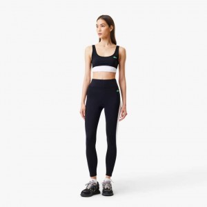 Women's Lacoste Lacoste x Bandier All Motion Colorblock Leggings Black | OIA243897