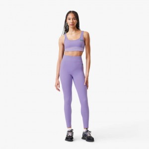 Women's Lacoste Lacoste x Bandier All Motion Colorblock Leggings Purple | VSQ012849