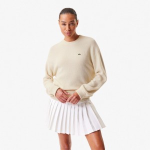 Women's Lacoste Lacoste x Bandier Cashmere Sweater White | HSV437056