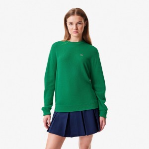 Women's Lacoste Lacoste x Bandier Cashmere Sweater Rocket Green | ZRB206174