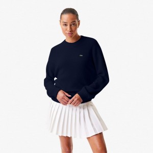 Women's Lacoste Lacoste x Bandier Cashmere Sweater Navy Blue | OJP249786