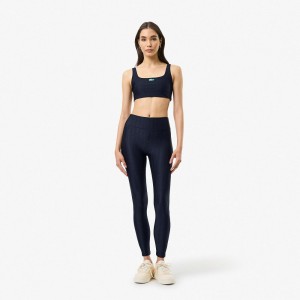 Women's Lacoste Lacoste x Bandier Monogram Print Leggings Black | QIA236149