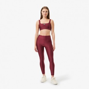 Women's Lacoste Lacoste x Bandier Monogram Print Leggings Bordeaux | NCI518649