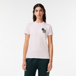 Women's Lacoste Lacoste x EleVen by Venus Cotton T-Shirt Light Pink | YWG291574