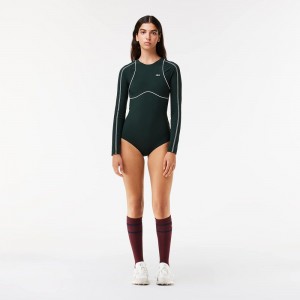 Women's Lacoste Lacoste x EleVen by Venus Long Sleeve Bodysuit T-Shirt Dark Green | IUS319420