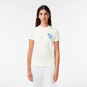 Women's Lacoste Lacoste x EleVen by Venus Cotton T-Shirt White | RXD641873