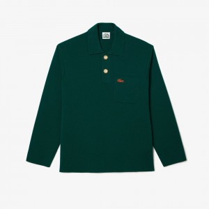 Women's Lacoste Lacoste x le FLEUR Long Sleeved Polo Sweater Green | OUX421063