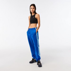 Women's Lacoste Logo Stripe Joggers Kingdom Blue | YNJ385604