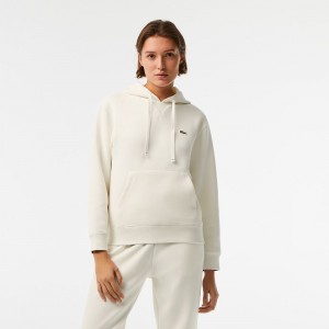 Women's Lacoste Loose Fit Cotton Blend Hoodie White | LYJ401329