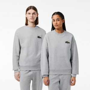 Women's Lacoste Loose Fit Crocodile Badge Sweatshirt Grey Chine | JCY180369