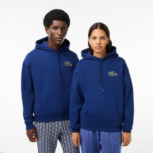 Women's Lacoste Loose Fit Hoodie Methylene blue | VJR679312