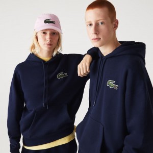 Women's Lacoste Loose Fit Hoodie Navy Blue | QWN190682