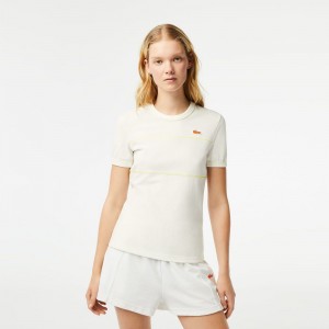 Women's Lacoste Made In France Organic Cotton Piqué T-Shirt White | FGT542830