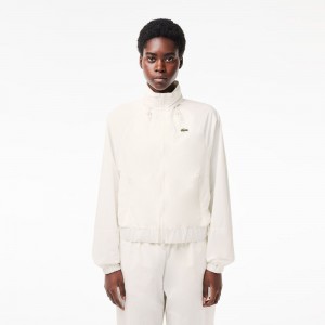 Women's Lacoste Nylon Track Jackets White | FSX346705