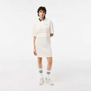 Women's Lacoste Organic Cotton French Made Polo Dress White | URO420958