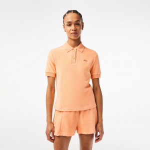 Women's Lacoste Organic Cotton Terry Polo Shirts Light Orange | WND092456