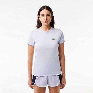 Women's Lacoste Organic Cotton Ultra-Dry Jersey T-Shirt Phoenix blue | AQE237148