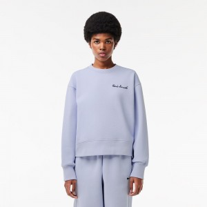 Women's Lacoste Oversized Double Face Sweatshirt Phoenix blue | ILQ231460