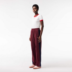 Women's Lacoste Paris Colorblock Cotton Sweatpants Bordeaux Navy Blue | AIX674253