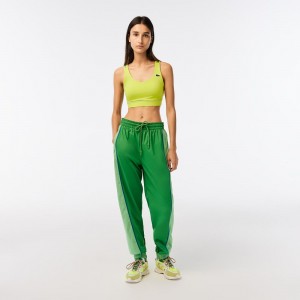 Women's Lacoste Perforated Effect Joggers Green | HUL854091