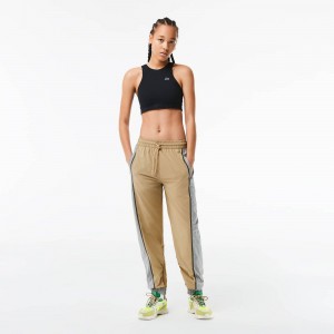 Women's Lacoste Perforated Effect Joggers Beige Grey | UYZ368742