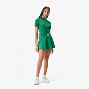 Women's Lacoste Pleated Back Ultra-Dry Tennis Skirt Green | PYL816492