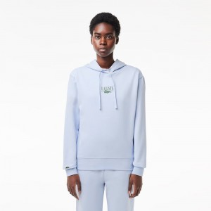 Women's Lacoste Printed Hoodie Phoenix blue | EIN328056