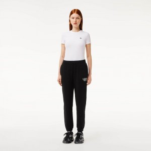 Women's Lacoste Printed Sweatpants Black | WUF875640