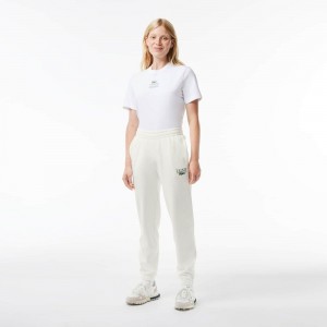 Women's Lacoste Printed Sweatpants White | IHX704823