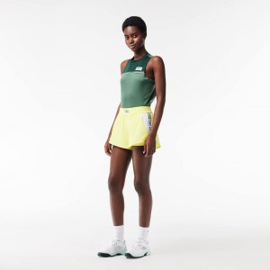 Women's Lacoste Recycled Fabric Lined Tennis Shorts Flashy Yellow White Flashy Yellow | YIL201473