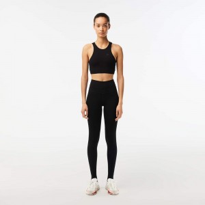 Women's Lacoste Recycled Polyester Tapered Leggings Black | RQI734980