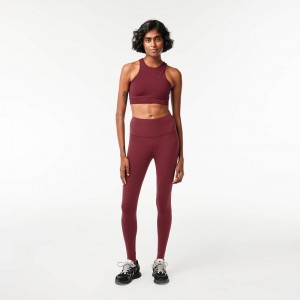 Women's Lacoste Recycled Polyester Tapered Leggings Bordeaux | KEP190528