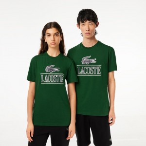 Women's Lacoste Regular Fit Heavy Cotton Jersey T-Shirt Pine green | LHN859176