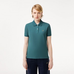 Women's Lacoste Regular Fit Soft Cotton Petit Piqué Polo Shirts Hydro blue | UKR450768