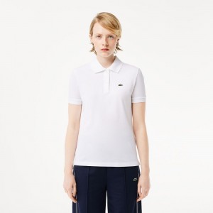 Women's Lacoste Regular Fit Soft Cotton Petit Piqué Polo Shirts White | WOT592063