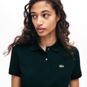 Women's Lacoste Regular Fit Soft Cotton Petit Piqué Polo Shirts Forest green | WIT851094