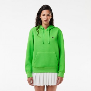 Women's Lacoste Relaxed Fit Double Face Piqué Hoodie Sorrel green | MBX129460