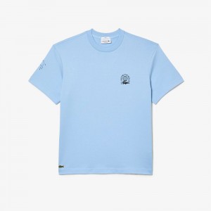 Women's Lacoste Relaxed Fit Organic Cotton Jersey T-Shirt Pastel blue | JHN741538