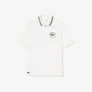 Women's Lacoste Ripstop Piqué Ultra-Dry Golf Polo Shirts White Green | FST581042