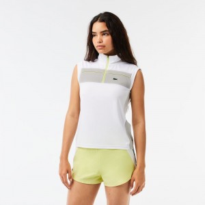 Women's Lacoste Ripstop Piqué Ultra-Dry Tennis Polo Shirts White Grey | HMJ918645