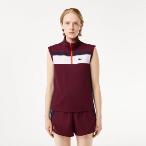 Women's Lacoste Ripstop Piqué Ultra-Dry Tennis Polo Shirts Bordeaux Navy Blue | SQK713265