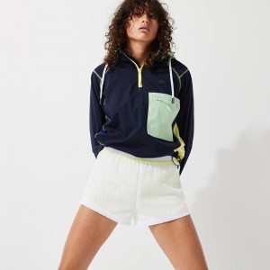 Women's Lacoste SPORT Light Nylon Shorts White Flashy Yellow | TJA870352