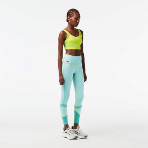 Women's Lacoste SPORT Logo Stripe Ultra-Dry Leggings Light Green Green Light Green | QEH308627