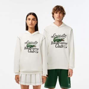 Women's Lacoste SPORT Roland Garros Edition Hoodie White | VIE364518