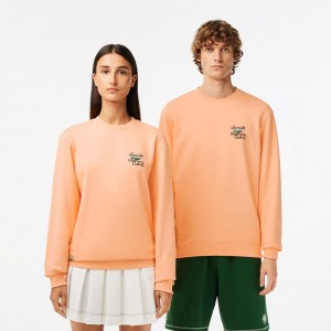 Women's Lacoste SPORT Roland Garros Edition Organic Cotton Sweatshirt Light Orange | QMC018759