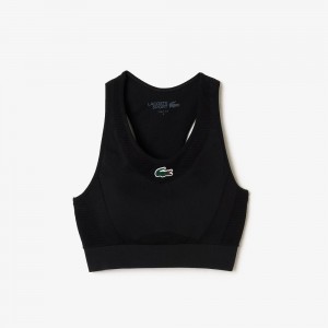 Women's Lacoste SPORT Seamless Stretch Bra Sports Bra Black | WVX764981