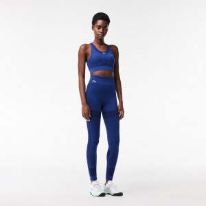 Women's Lacoste Seamless Moisture-Wicking Sports Leggings Methylene blue | RPE431578